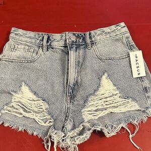 PacSun Women's Light Blue Distressed Jean Shorts size 26